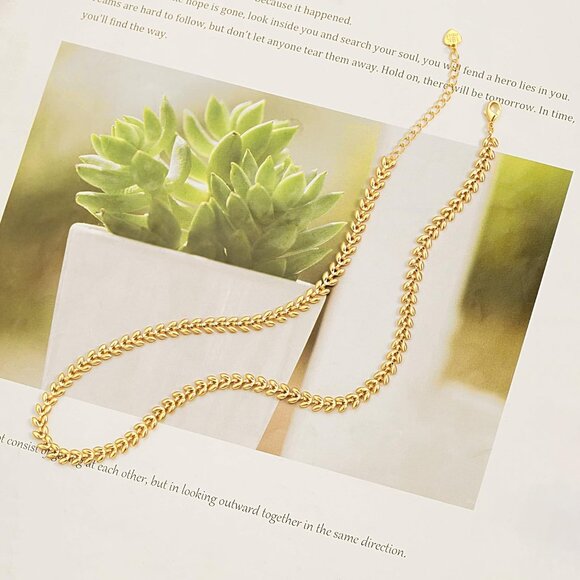 18K Gold Plated Paperclip Chain Choker Satellite Chain Freshwater Cultured Biwa - Picture 7 of 7